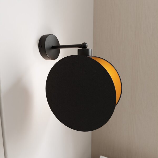 Applique 1 Luce Moderna Orion In Acciaio Nero E Oro