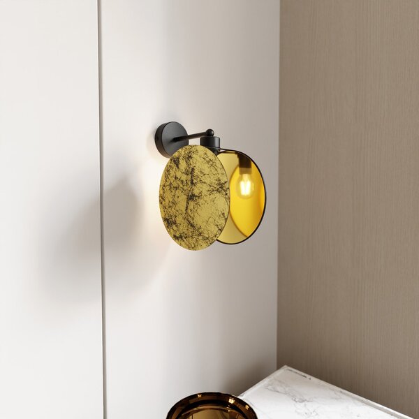 Applique 1 Luce Moderna Orion In Acciaio Effetto Marmo Bianco