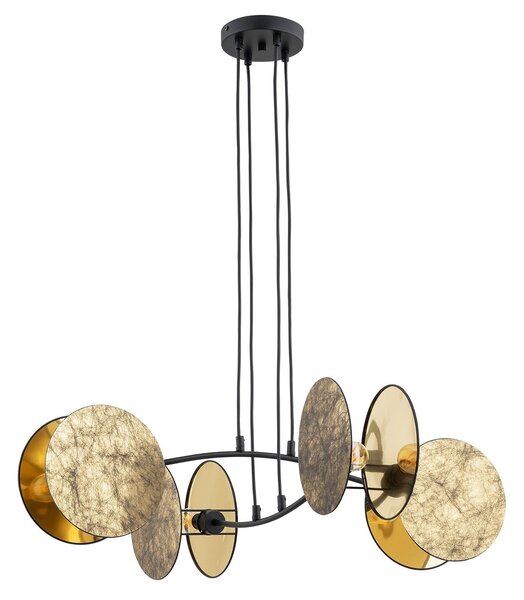 Lampada A Sospensione 4 Luci Moderna Orion Acciaio Effetto Marmo Bianco