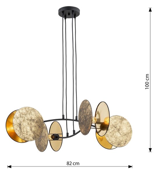 Lampada A Sospensione 4 Luci Moderna Orion Acciaio Effetto Marmo Bianco