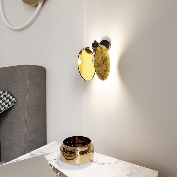 Applique 1 Luce Moderna Orion In Acciaio Effetto Marmo Bianco