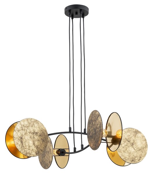 Lampada A Sospensione 4 Luci Moderna Orion Acciaio Effetto Marmo Bianco
