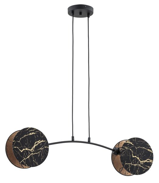 Lampada A Sospensione 2 Luci Moderna Orion In Acciaio Effetto Marmo Nero