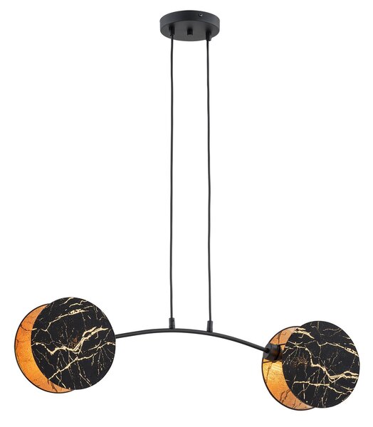 Lampada A Sospensione 2 Luci Moderna Orion In Acciaio Effetto Marmo Nero