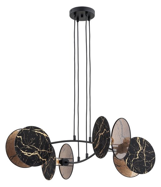 Lampada A Sospensione 4 Luci Moderna Orion In Acciaio Effetto Marmo Nero