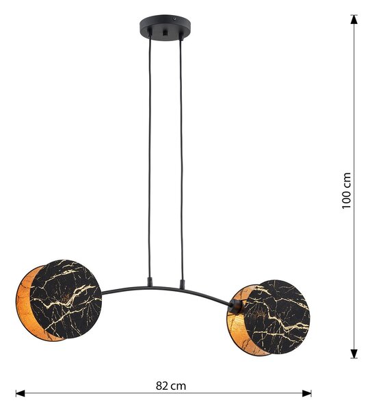 Lampada A Sospensione 2 Luci Moderna Orion In Acciaio Effetto Marmo Nero
