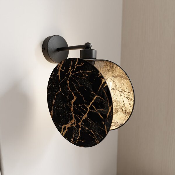 Applique 1 Luce Moderna Orion In Acciaio Effetto Marmo Nero
