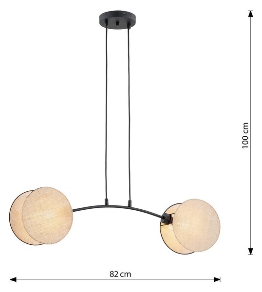 Lampada A Sospensione 2 Luci Moderna Orion In Acciaio Effetto Naturale