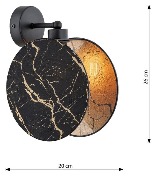 Applique 1 Luce Moderna Orion In Acciaio Effetto Marmo Nero