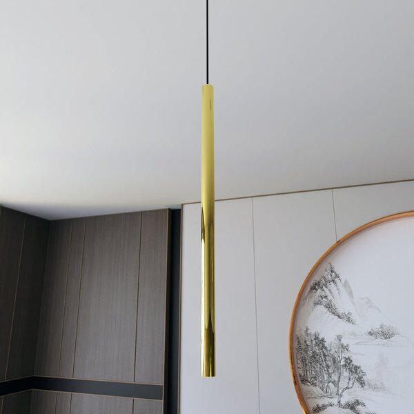 Sospensione Contemporanea In Acciaio 1 Luce Pavana Nero E Oro