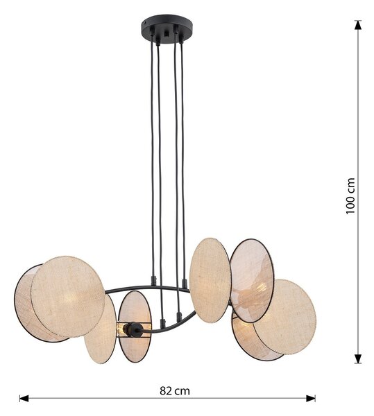 Lampada A Sospensione 4 Luci Moderna Orion In Acciaio Effetto Naturale