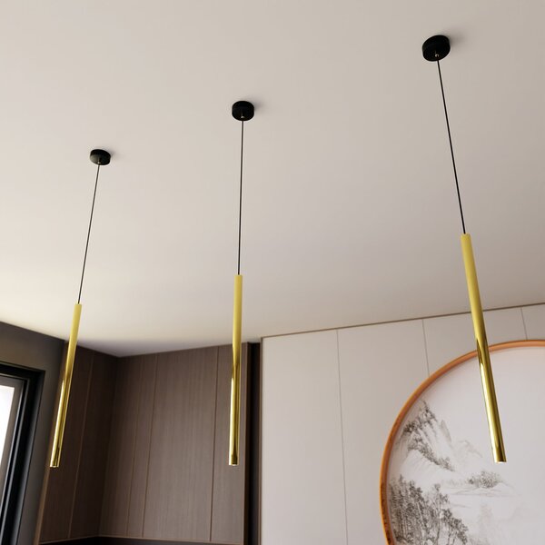 Sospensione Contemporanea In Acciaio 1 Luce Pavana Nero E Oro