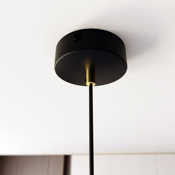 Sospensione Contemporanea In Acciaio 1 Luce Pavana Nero E Oro