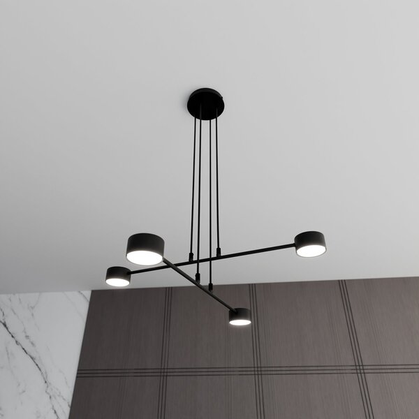 Sospensione Moderna Dharmaraja 4 Luci In Acciaio Nero