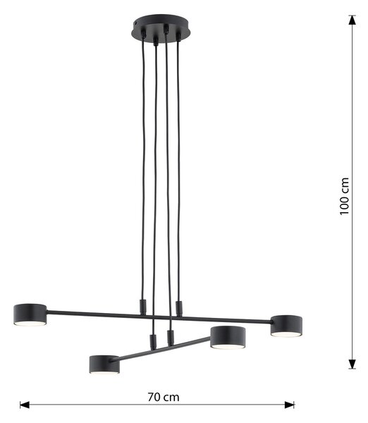 Sospensione Moderna Dharmaraja 4 Luci In Acciaio Nero