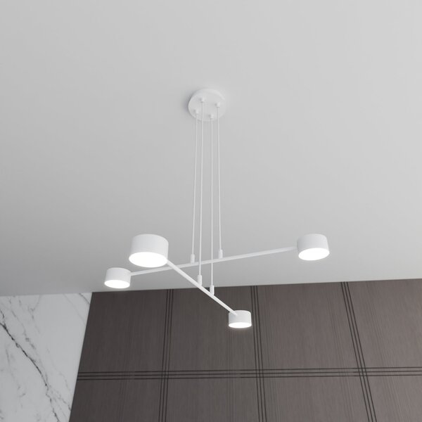 Sospensione Moderna Dharmaraja 4 Luci In Acciaio Bianco