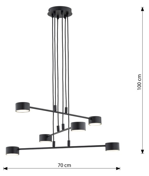 Sospensione Moderna Dharmaraja 6 Luci In Acciaio Nero