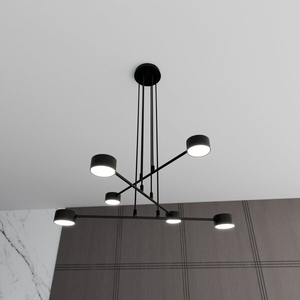 Sospensione Moderna Dharmaraja 6 Luci In Acciaio Nero