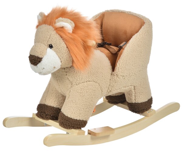 HOMCOM Cavallo a dondolo stile leone seduta imbottita con suono per bambini 18-36 mesi marrone Max.carico 40kg|Aosom