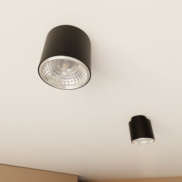 Plafoniera Moderna 1 Luce Faretto Aditya In Acciaio Nero