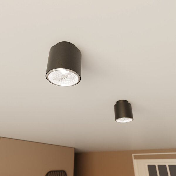 Plafoniera Moderna 1 Luce Faretto Aditya In Acciaio Nero