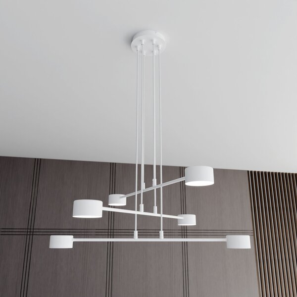 Sospensione Moderna Dharmaraja 6 Luci In Acciaio Bianco