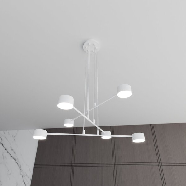 Sospensione Moderna Dharmaraja 6 Luci In Acciaio Bianco