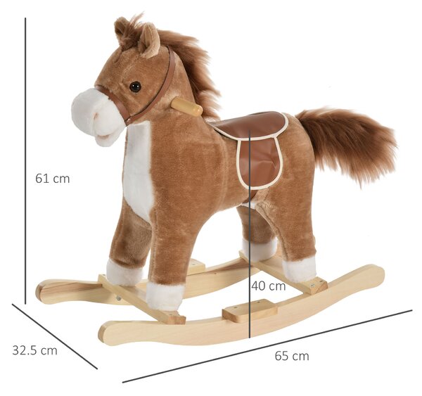 HOMCOM Cavallo a dondolo stile cavallo seduta imbottita con suono 2 AA batterie per bambini 36-72 mesi bainco grigio Max.carico 45kg|Aosom