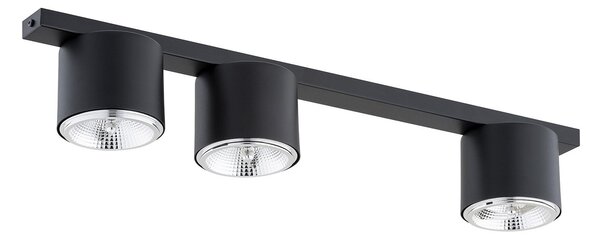 Plafoniera Moderna 3 Luci Faretti Aditya In Acciaio Nero