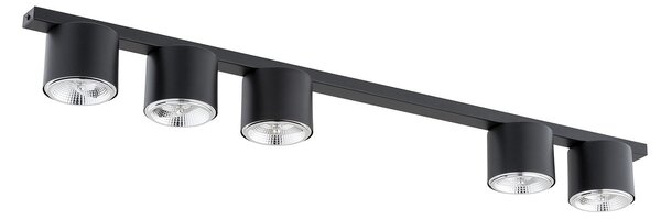 Plafoniera Moderna 5 Luci Faretti Aditya In Acciaio Nero