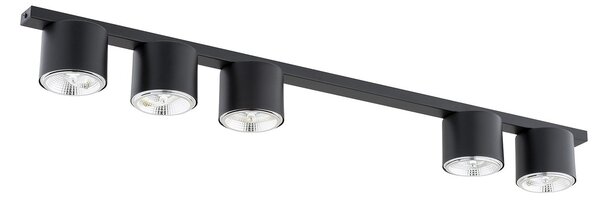 Plafoniera Moderna 5 Luci Faretti Aditya In Acciaio Nero