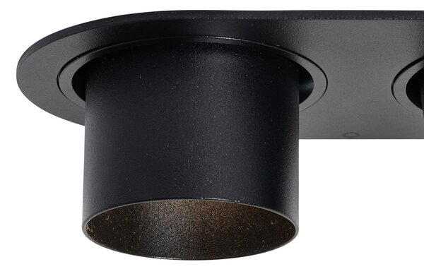 Set di 6 faretti da incasso neri GU10 50mm 2 luci - Installa