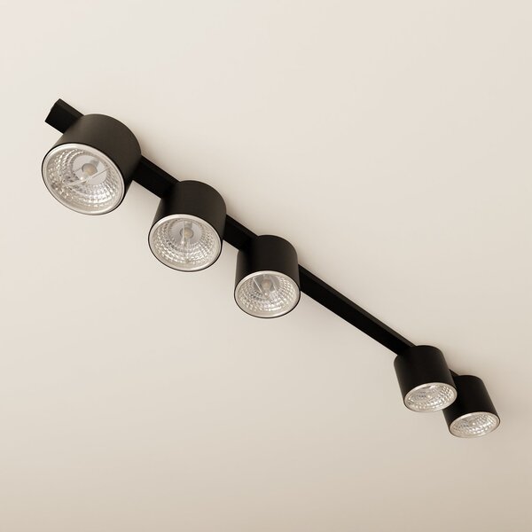 Plafoniera Moderna 5 Luci Faretti Aditya In Acciaio Nero