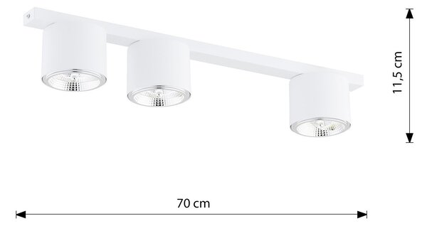 Plafoniera Moderna 3 Luci Faretti Aditya In Acciaio Bianco