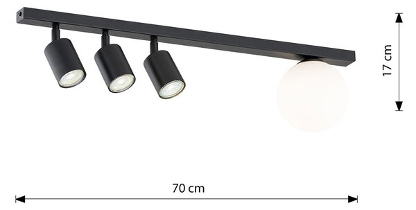 Plafoniera Minimal 4 Luci Vaishravana In Acciaio Nero E14+Gu10