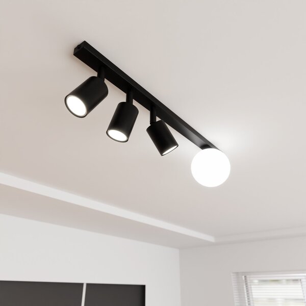 Plafoniera Minimal 4 Luci Vaishravana In Acciaio Nero E14+Gu10