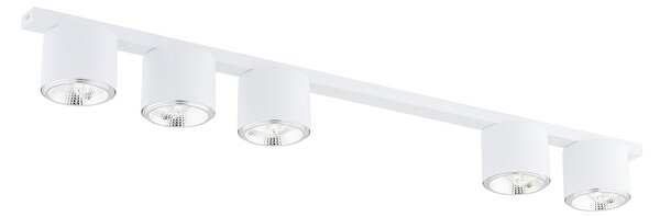 Plafoniera Moderna 5 Luci Faretti Aditya In Acciaio Bianco