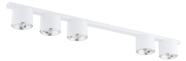Plafoniera Moderna 5 Luci Faretti Aditya In Acciaio Bianco