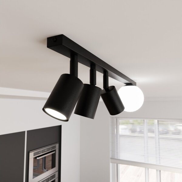 Plafoniera Minimal 4 Luci Vaishravana In Acciaio Nero E14+Gu10