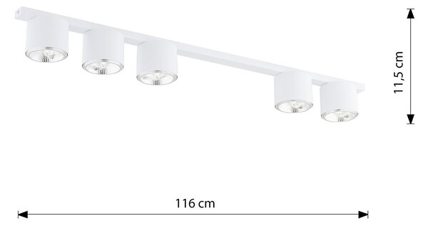 Plafoniera Moderna 5 Luci Faretti Aditya In Acciaio Bianco