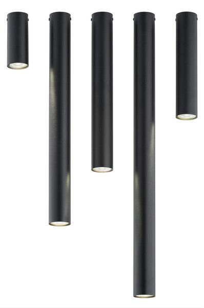 Plafoniera Moderna Faretto Mahadeva 1 Luce Acciaio Nero 80 Cm