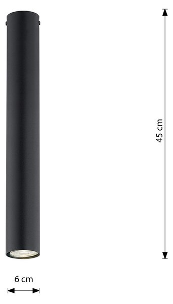 Plafoniera Moderna Faretto Mahadeva 1 Luce Acciaio Nero 45 Cm