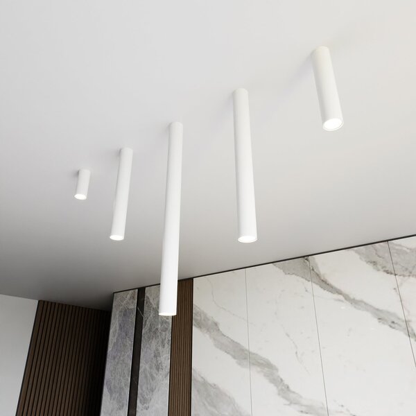 Plafoniera Moderna Faretto Mahadeva 1 Luce Acciaio Bianco 30 Cm