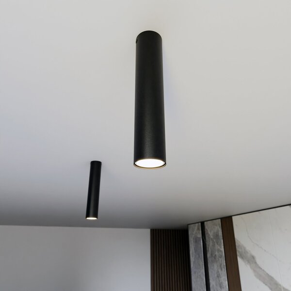 Plafoniera Moderna Faretto Mahadeva 1 Luce Acciaio Nero 30 Cm