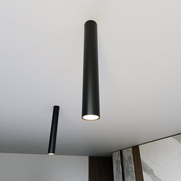 Plafoniera Moderna Faretto Mahadeva 1 Luce Acciaio Nero 45 Cm