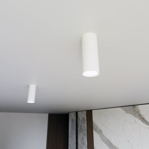 Plafoniera Moderna Faretto Mahadeva 1 Luce Acciaio Bianco 15 Cm