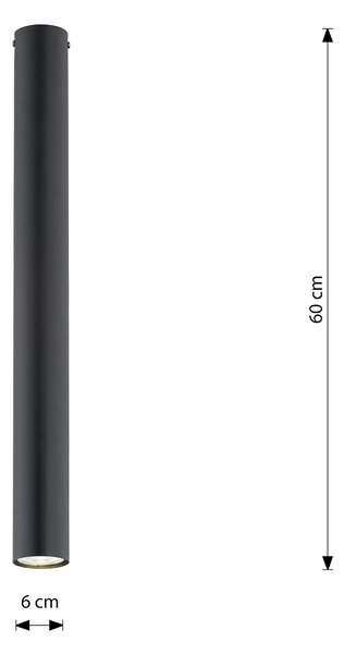 Plafoniera Moderna Faretto Mahadeva 1 Luce Acciaio Nero 60 Cm