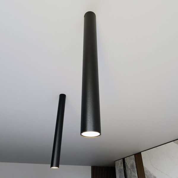 Plafoniera Moderna Faretto Mahadeva 1 Luce Acciaio Nero 60 Cm