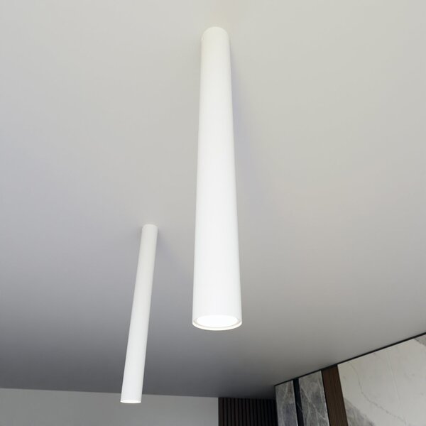 Plafoniera Moderna Faretto Mahadeva 1 Luce Acciaio Bianco 60 Cm