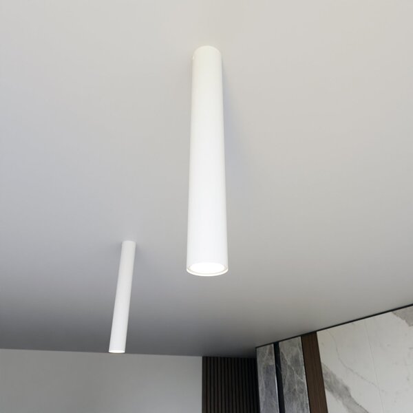 Plafoniera Moderna Faretto Mahadeva 1 Luce Acciaio Bianco 45 Cm